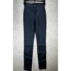 Missguided Pants Faux Leather Women Size 0 Blue Straight Leg Skinny